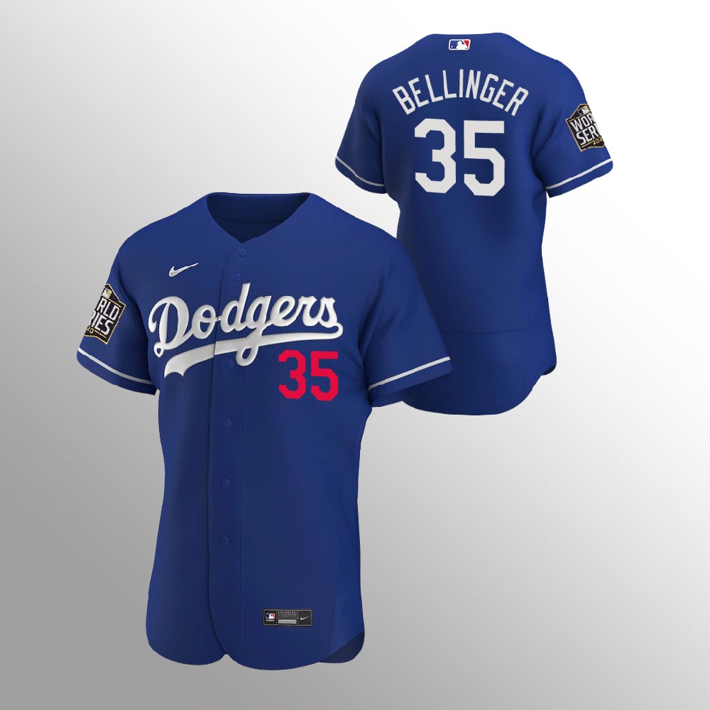 Men's Los Angeles Dodgers #35 Cody Bellinger Blue 2020 World Series Bound stitched Jersey